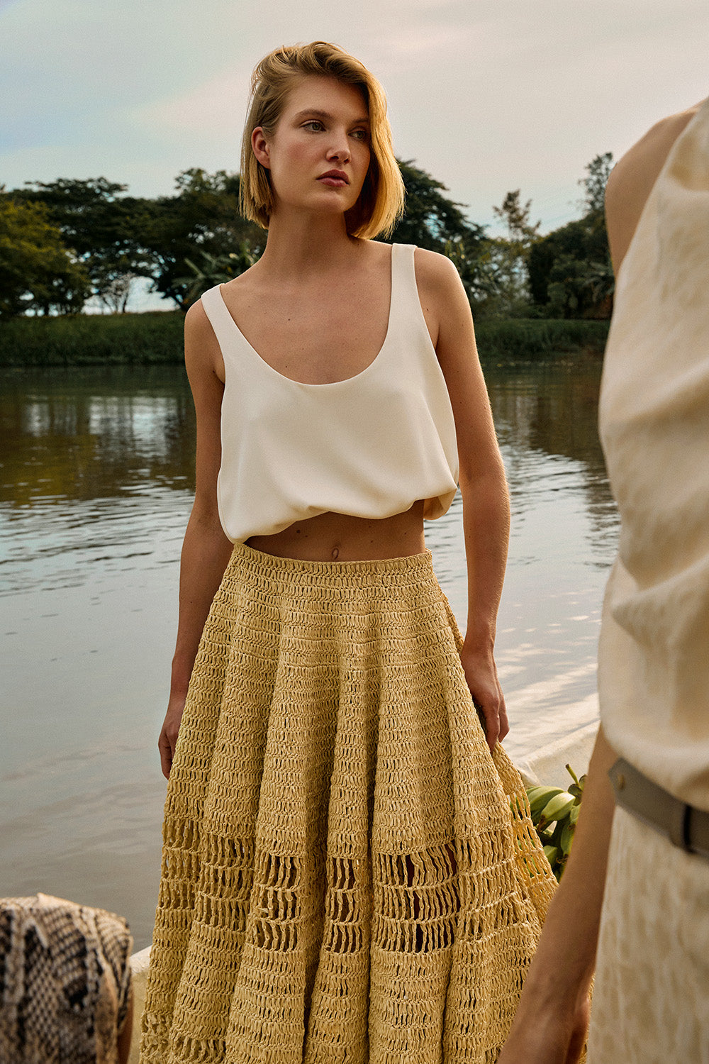 Falda Macondo Crema Raffia