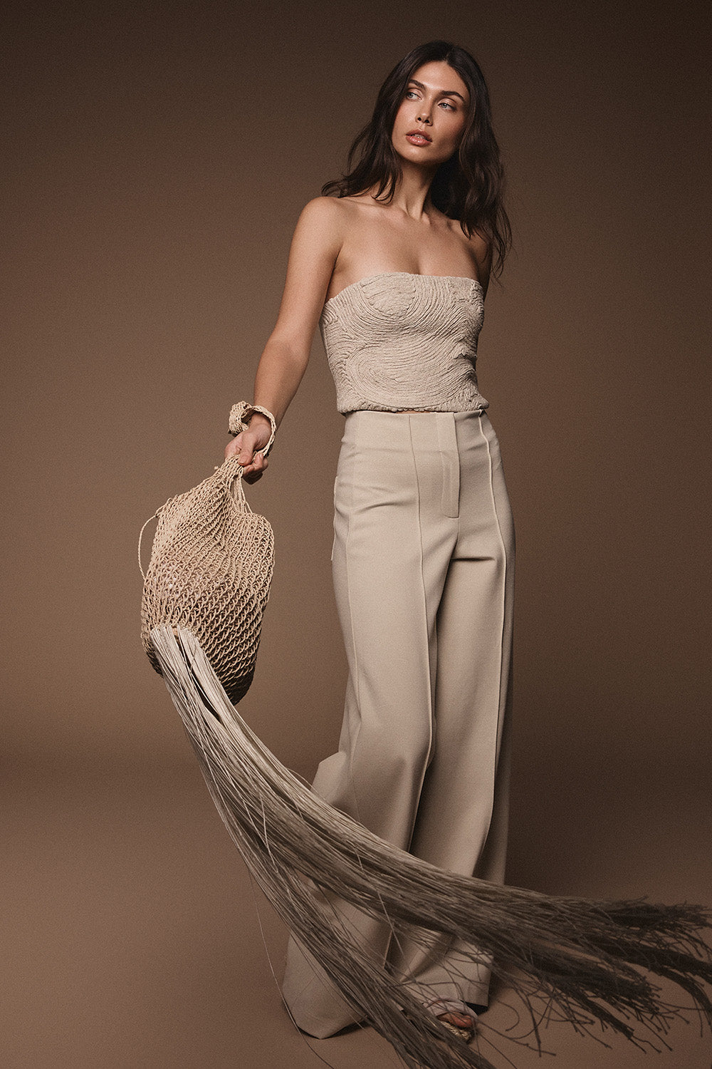 Crop top matices light beige