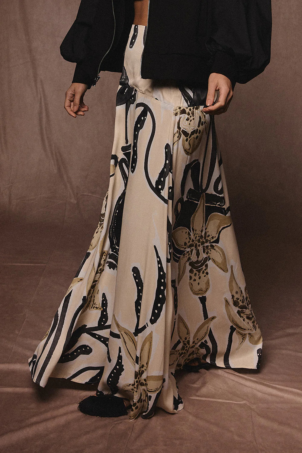 Falda Soléne Ivory Negro