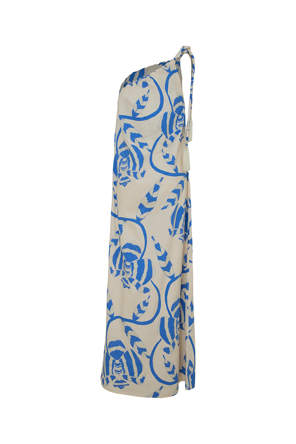 Vestido orquidea celeste azul ivory