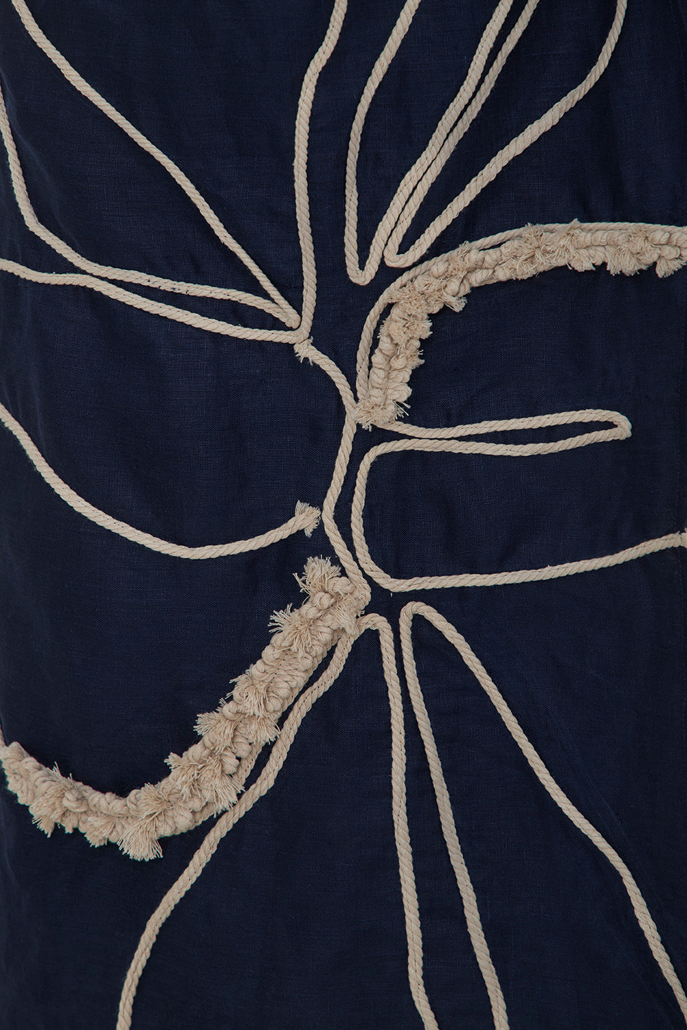 Falda Samoa con bordado Azul Navy lino
