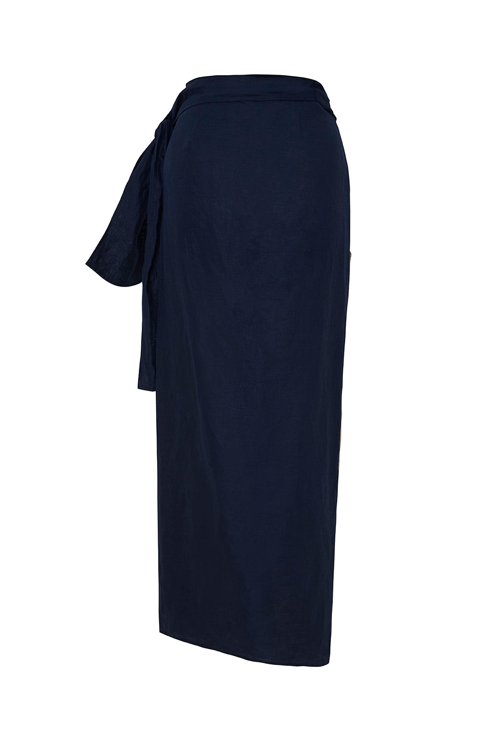 Falda Samoa con bordado Azul Navy lino