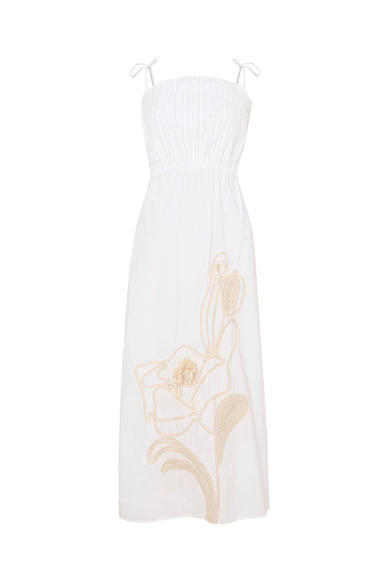 Vestido ariza bordado natural