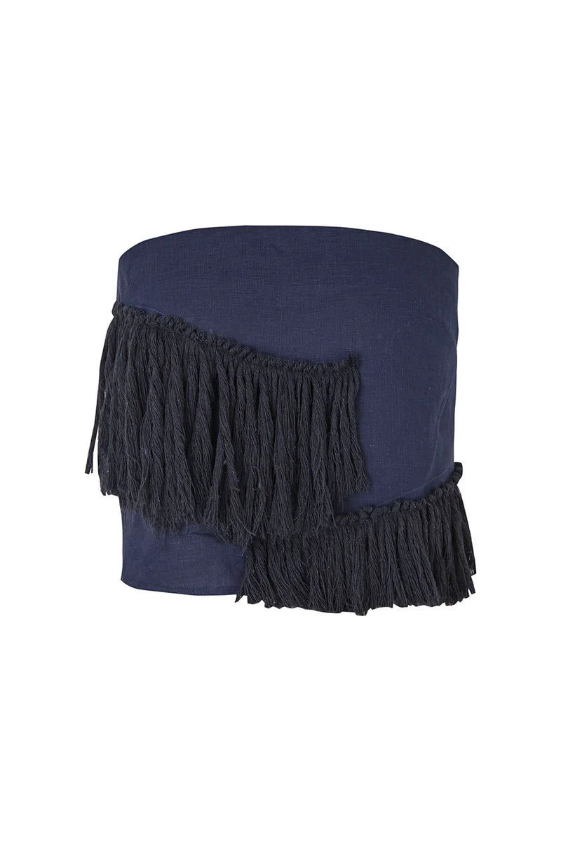 Crop top Caronte bordado azul navy
