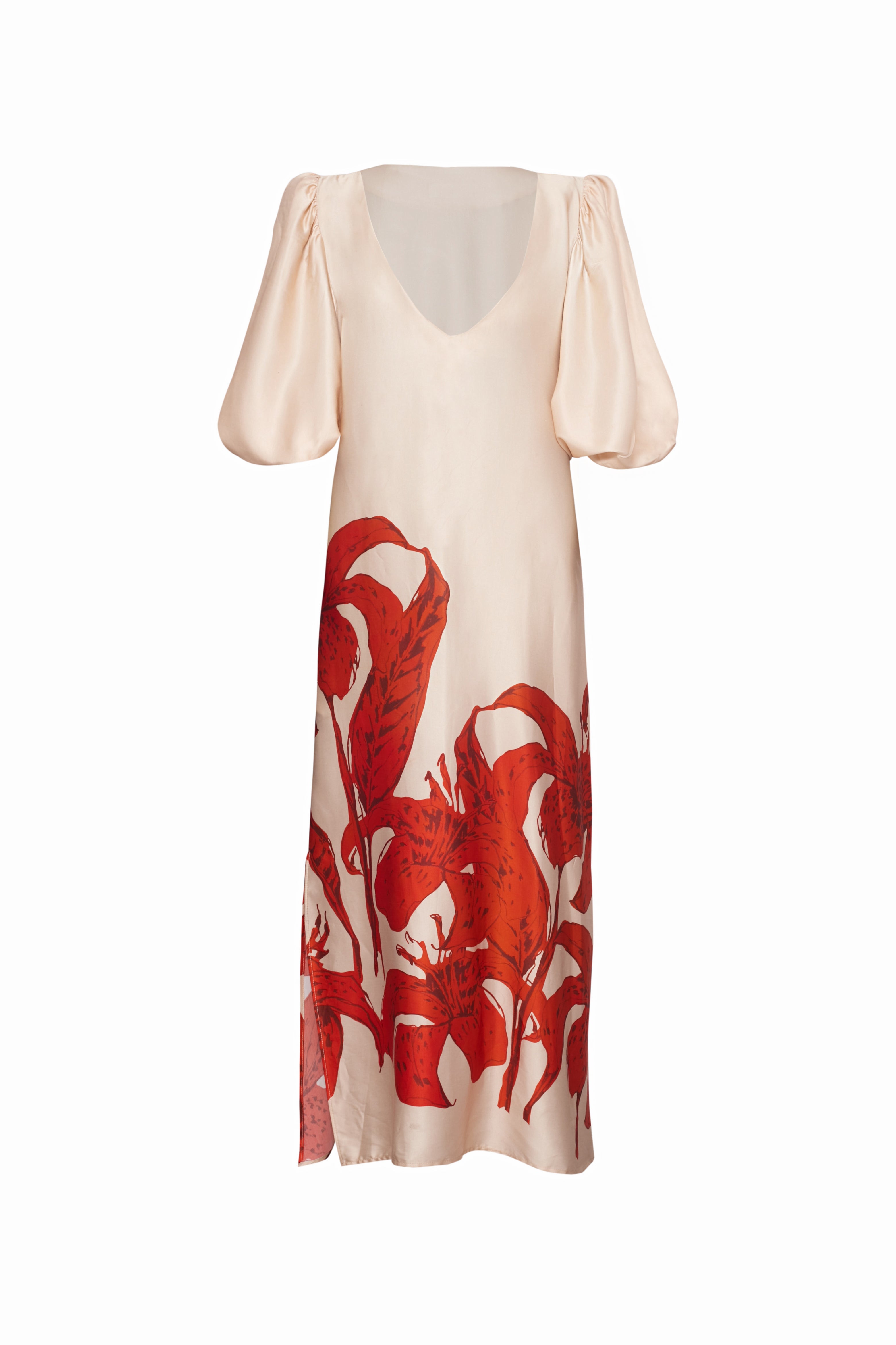 Vestido Azucena estampado Beige