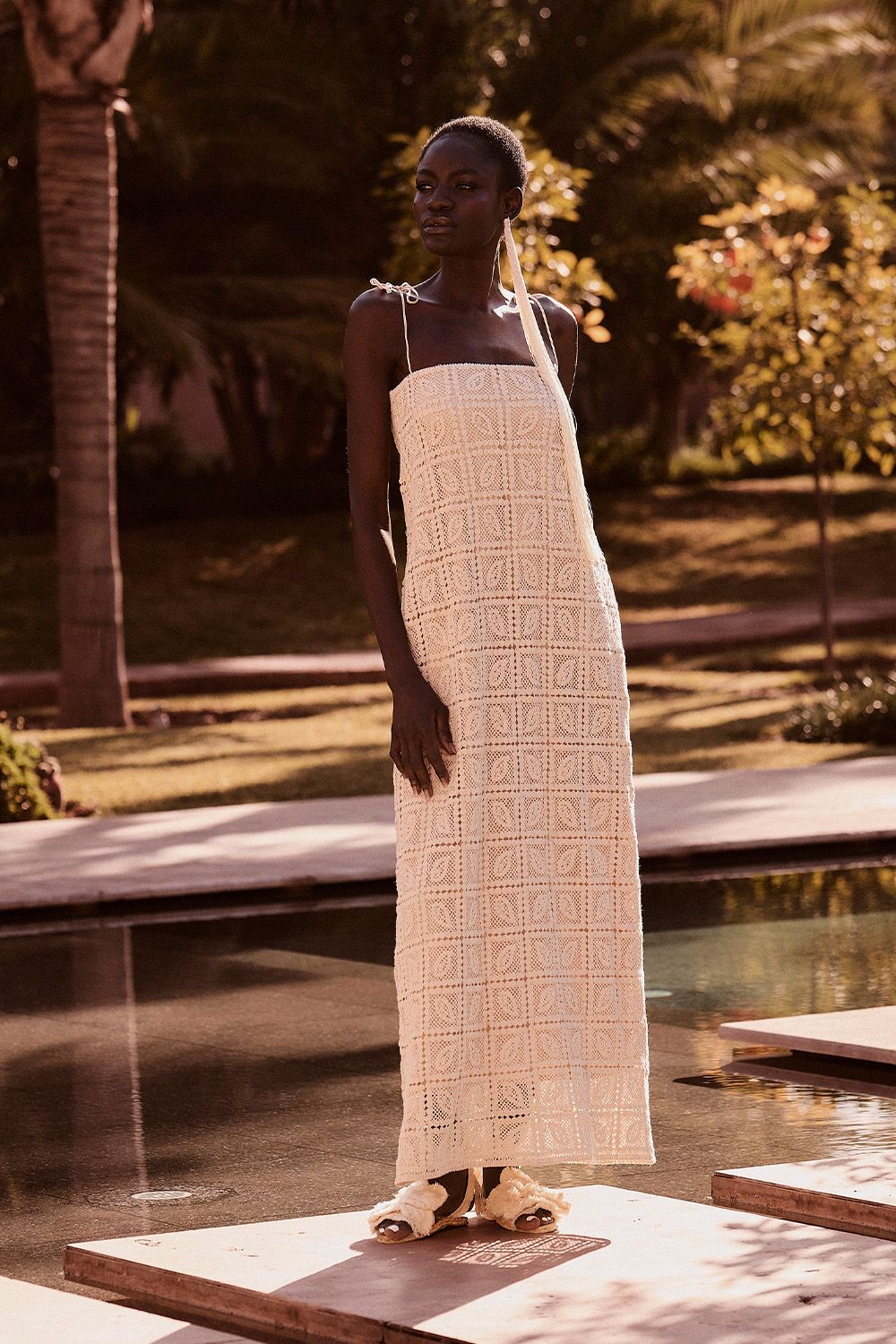 Vestido Aria Crochet Crema