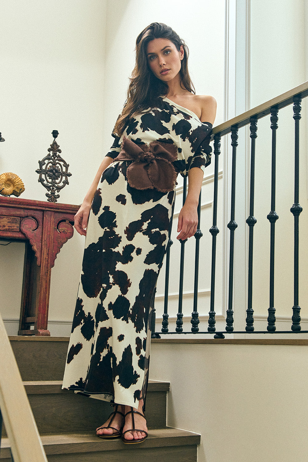 Vestido luna di positano ivory coffee