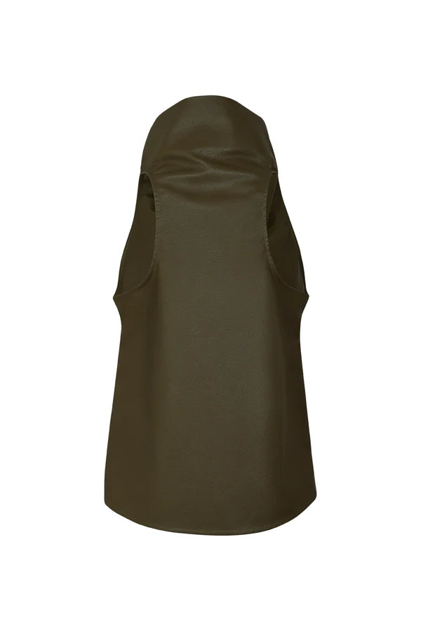 Blusa Noche de Lirios Verde Militar Cuerina