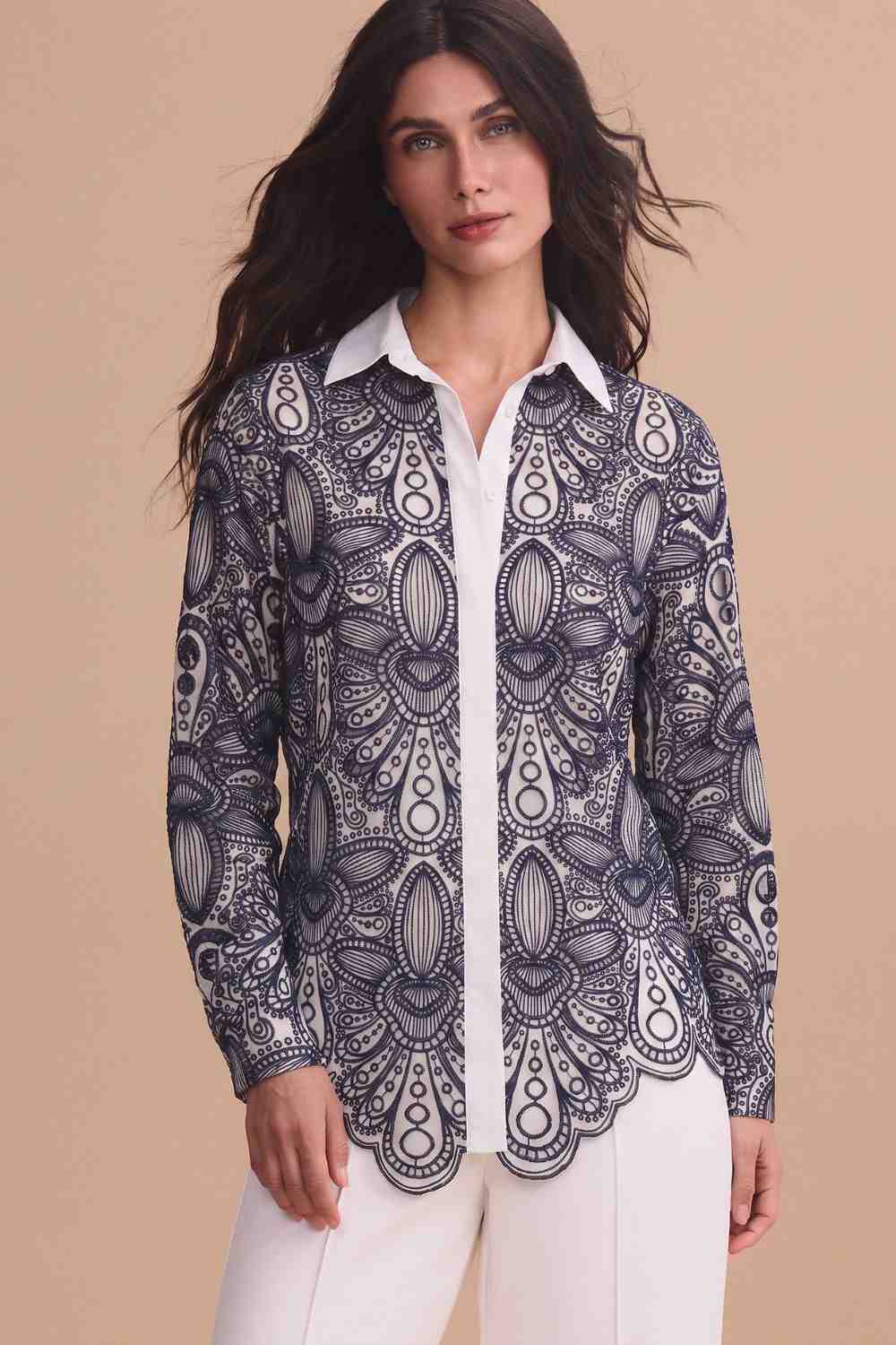 Camisa Lia Ivory Navy