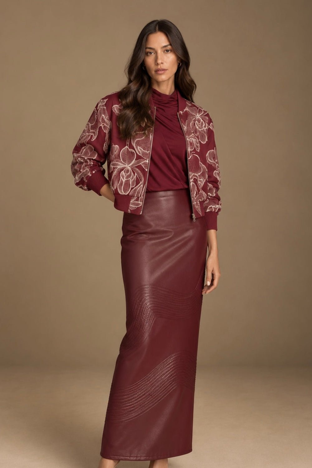 Falda Castelo Cuerina Burgundy