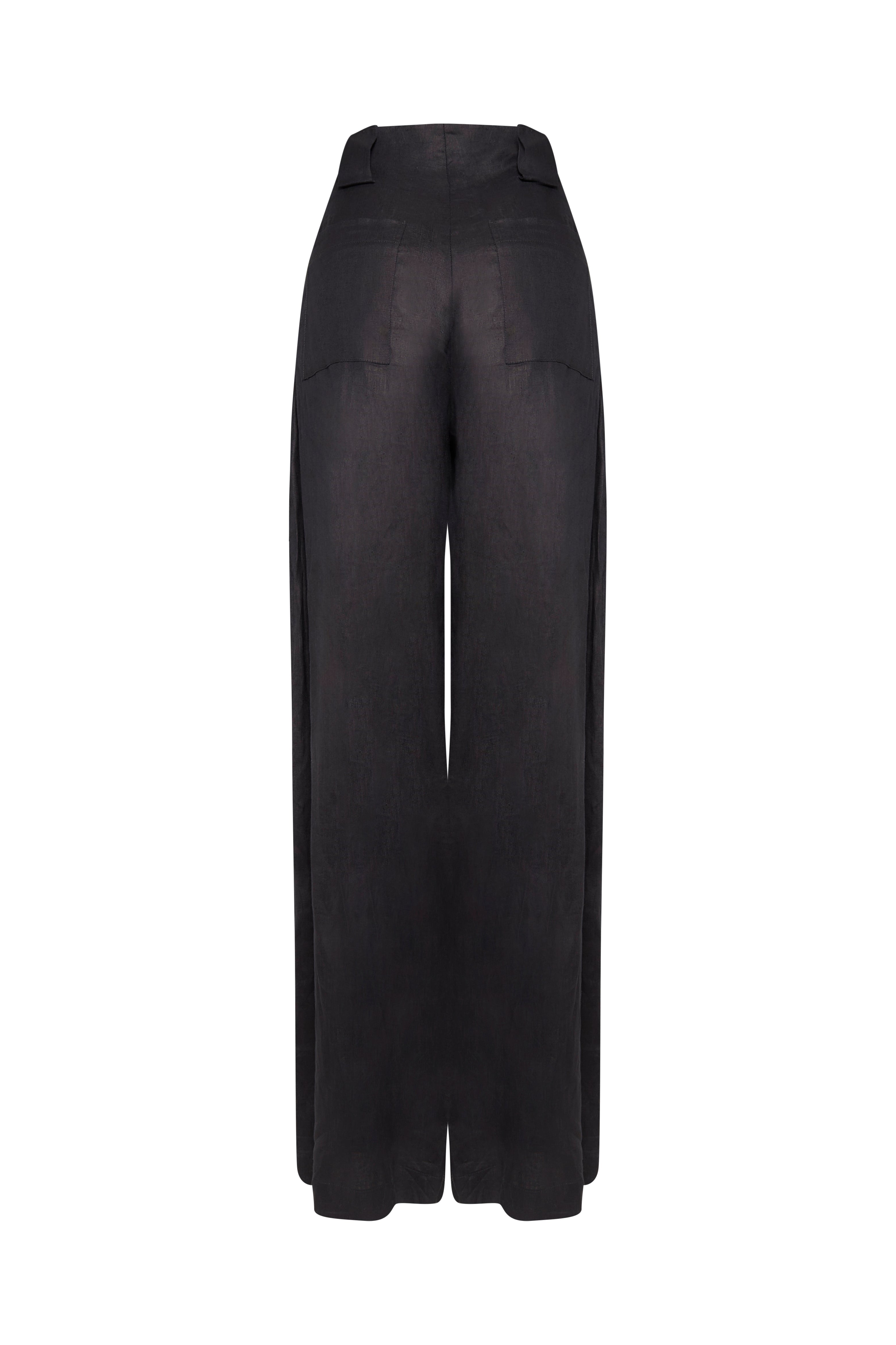 Pantalón New paulette Negro lino, pantalón mujer