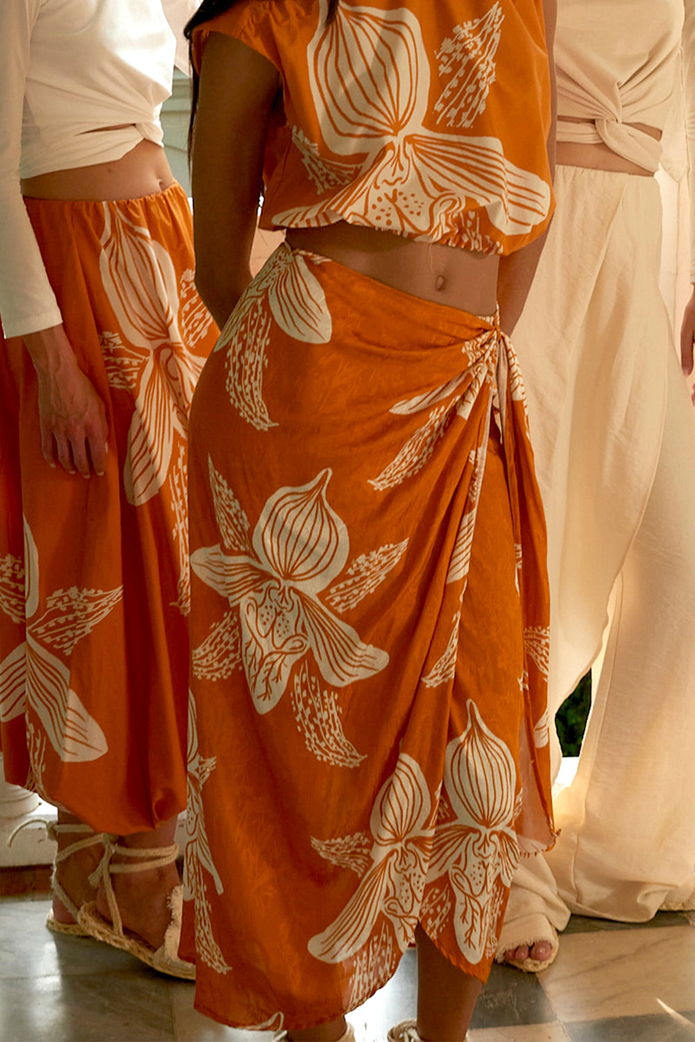 Falda New Samoa naranja jacquard