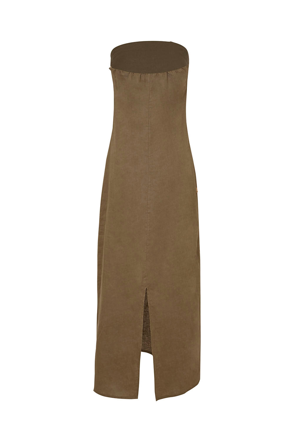 Vestido Laucala Bordado en Yute Verde Oliva