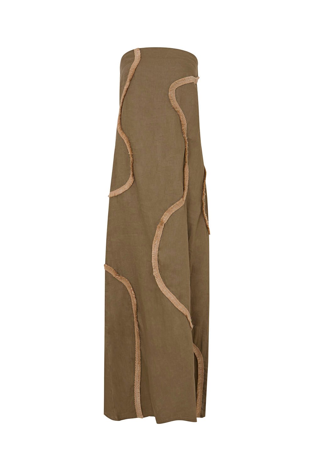 Vestido Laucala Bordado en Yute Verde Oliva