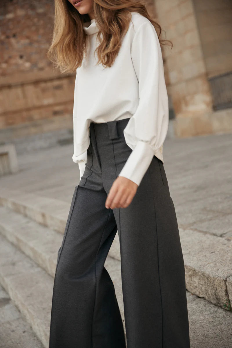 Pantalón New Paulette Gris Oscuro